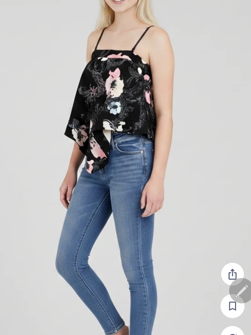 Free People vs Black Floral Spaghetti-Strap Top - Multicolor Print